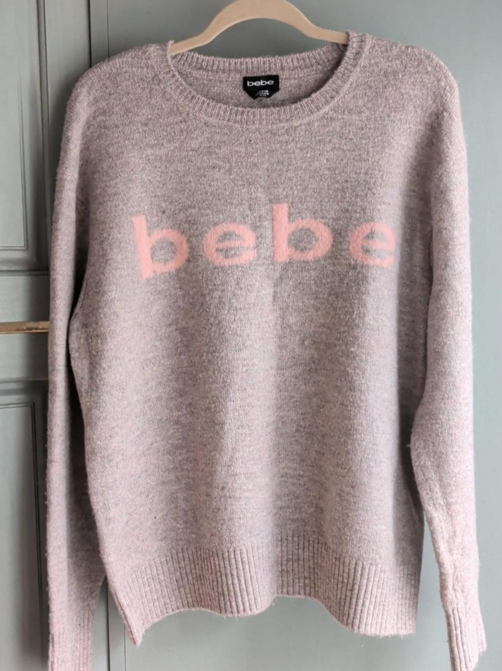 bebe Dusty Pink Logo Crewneck Sweater
